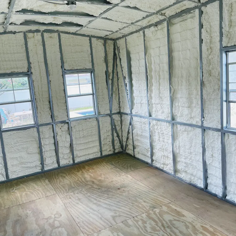 Closed-cell spray foam insulation applied to wall cavities in a residential project in Marple